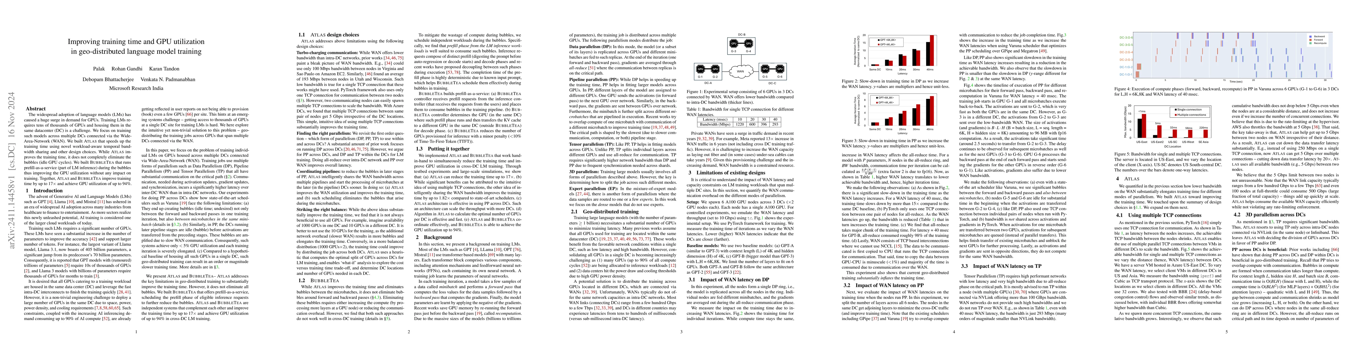 Thumbnail for Improving training time and GPU utilization in geo-distributed language
  model training