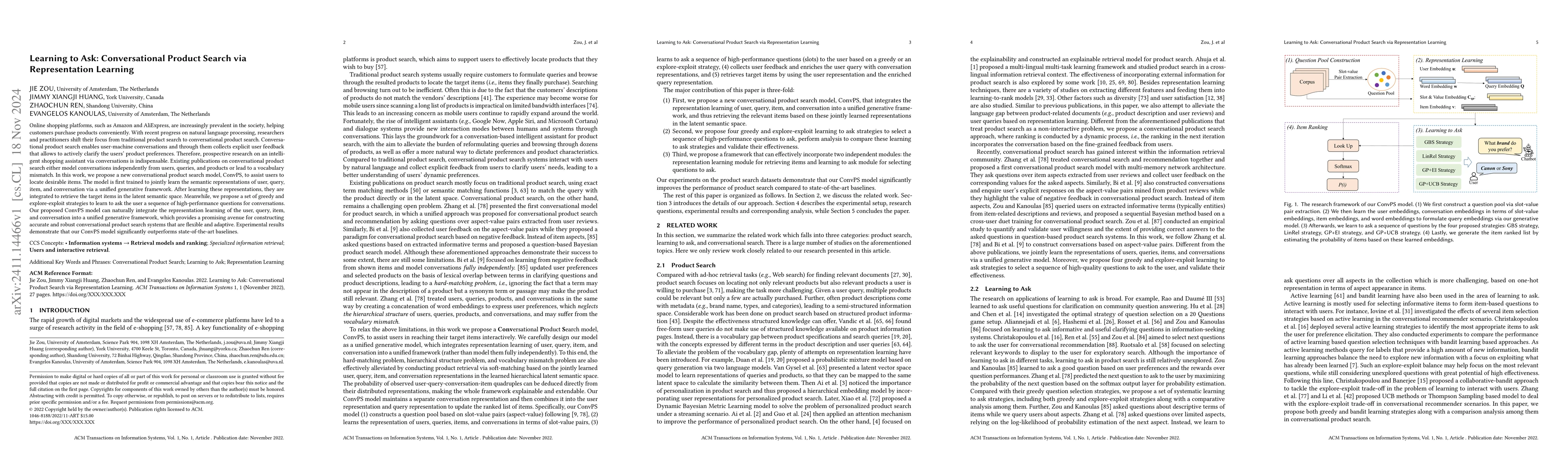 Thumbnail for Learning to Ask: Conversational Product Search via Representation
  Learning