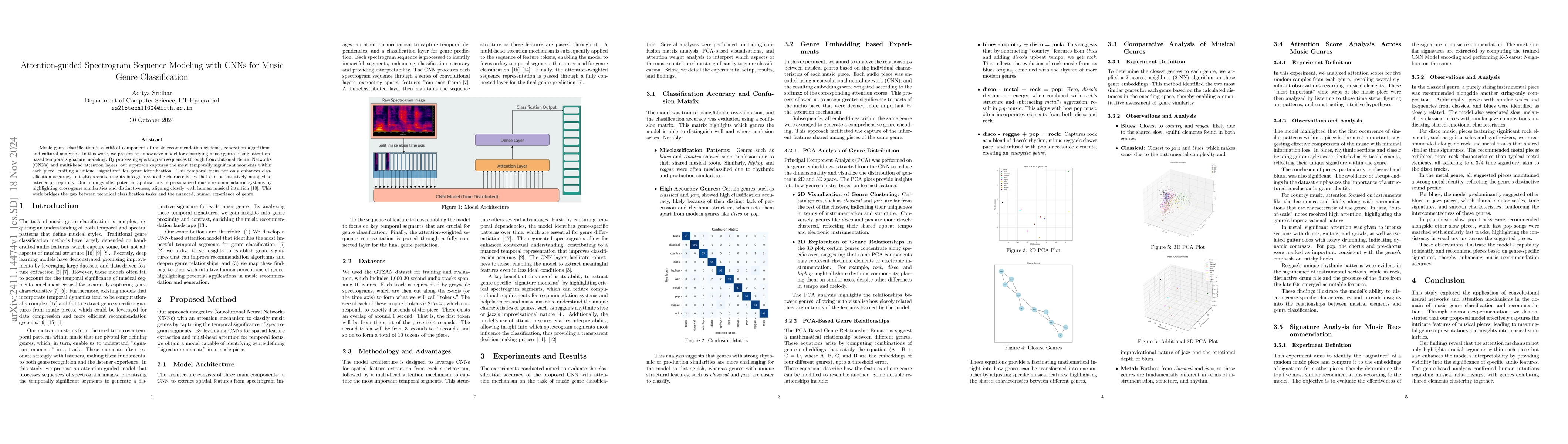Thumbnail for Attention-guided Spectrogram Sequence Modeling with CNNs for Music Genre
  Classification