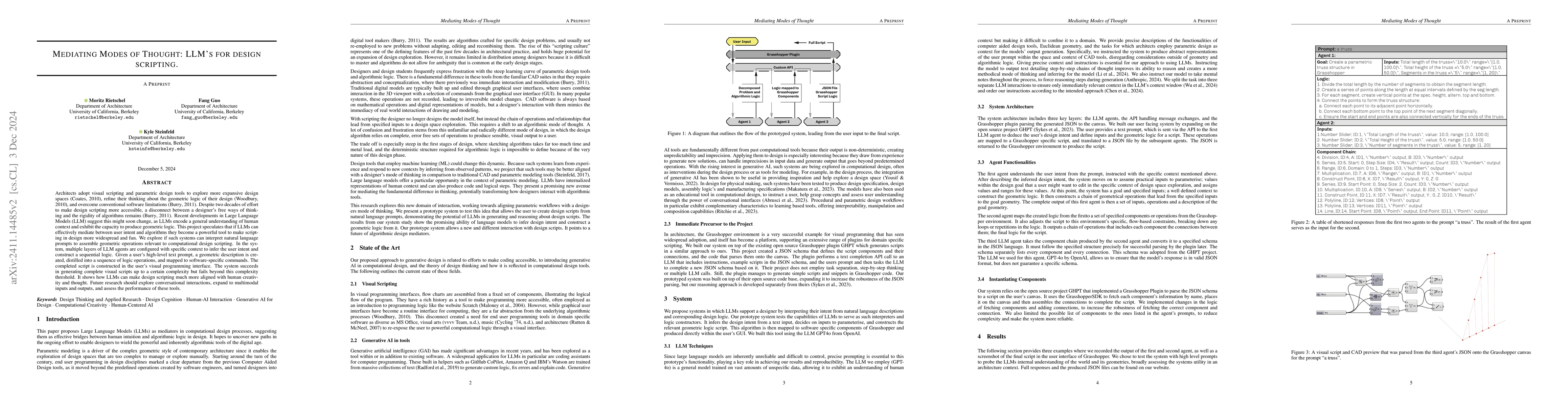 Thumbnail for Mediating Modes of Thought: LLM's for design scripting