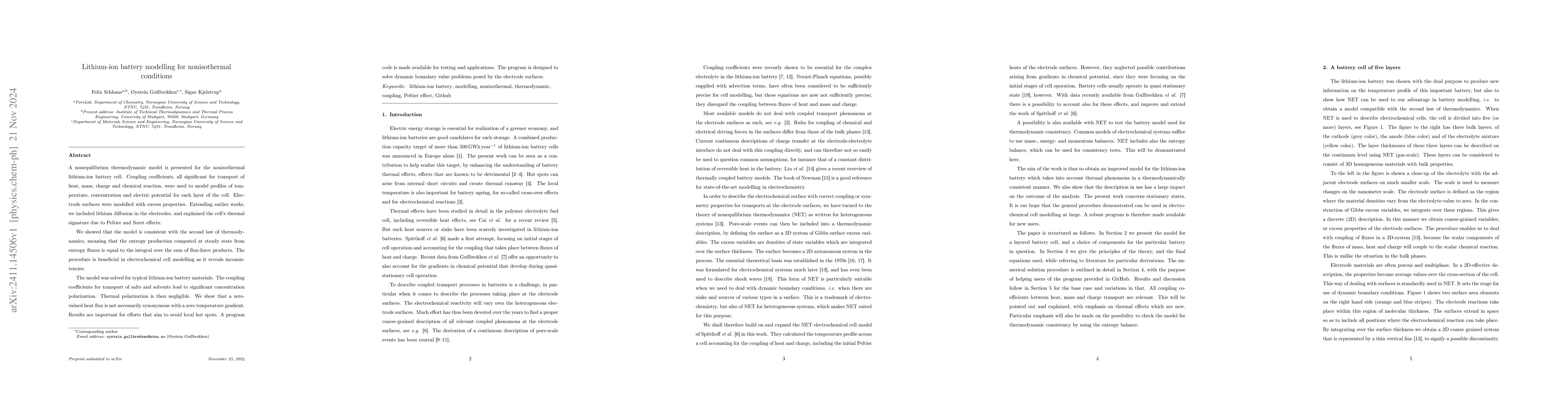 Thumbnail for Lithium-ion battery modelling for nonisothermal conditions