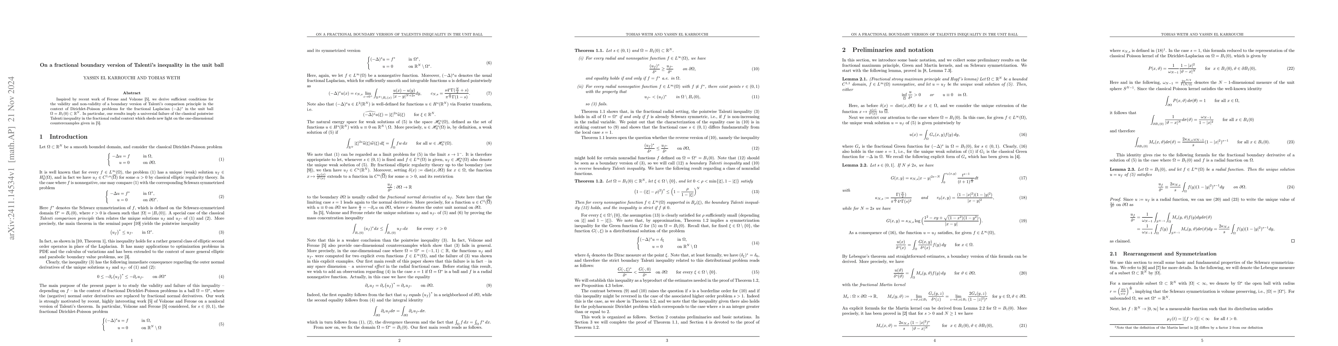 Thumbnail for On a fractional boundary version of Talenti's inequality in the unit
  ball