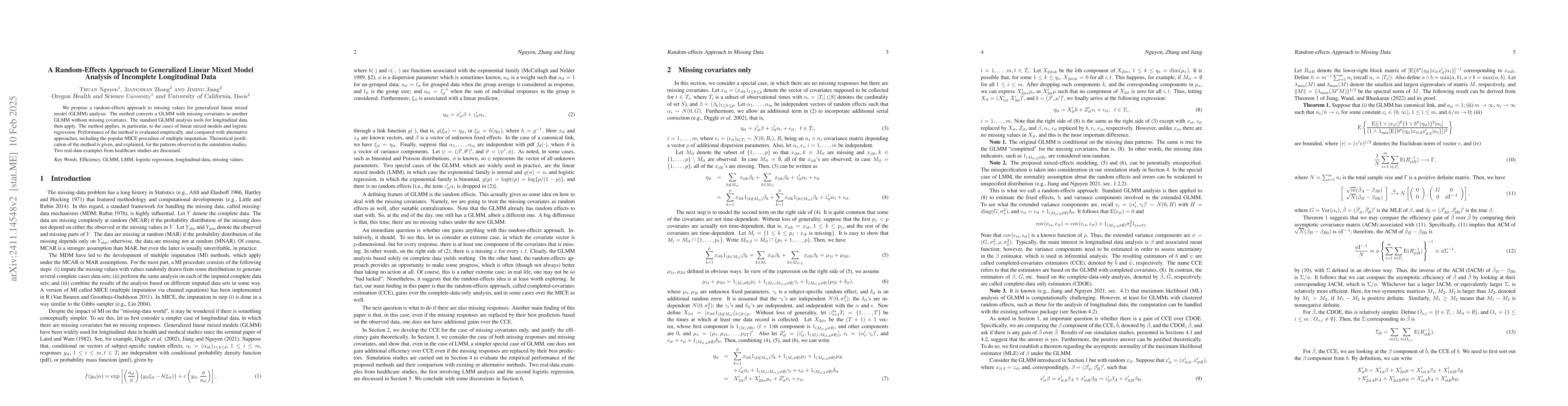 Thumbnail for A Random-Effects Approach to Linear Mixed Model Analysis of Incomplete
  Longitudinal Data