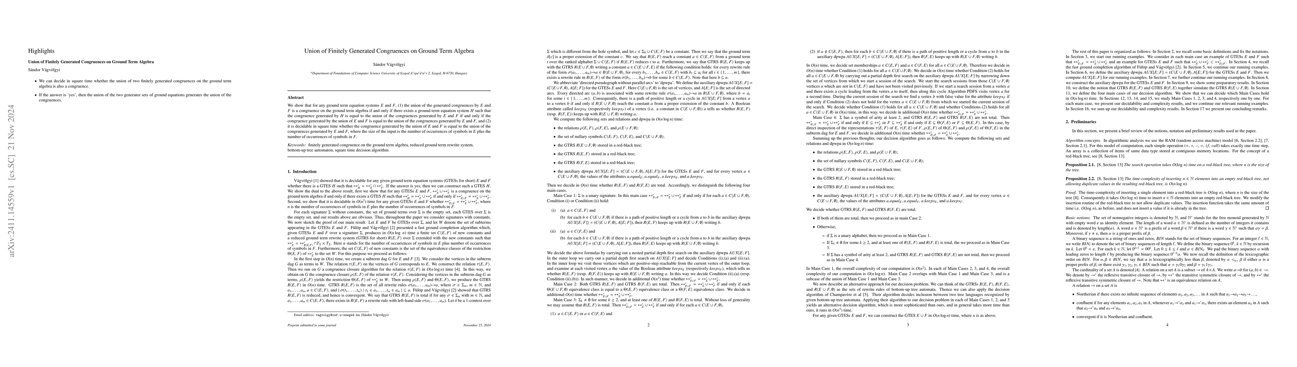 Thumbnail for Union of Finitely Generated Congruences on Ground Term Algebra