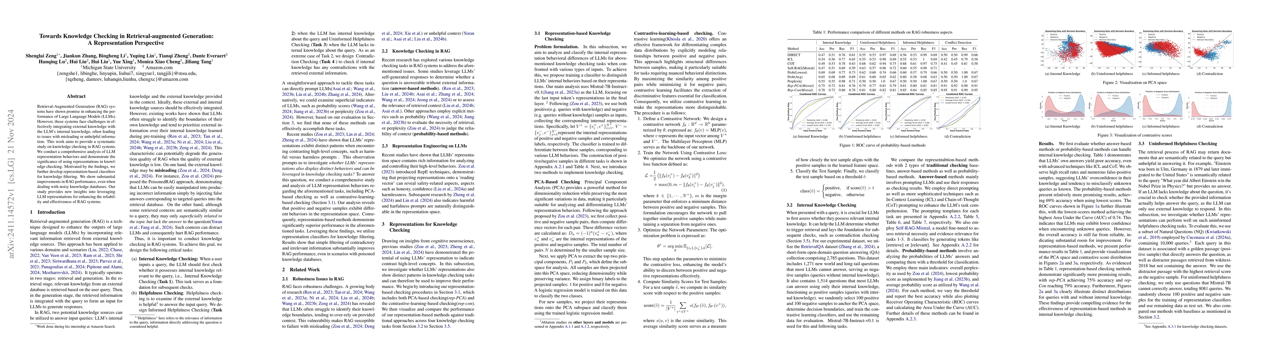 Thumbnail for Towards Knowledge Checking in Retrieval-augmented Generation: A
  Representation Perspective