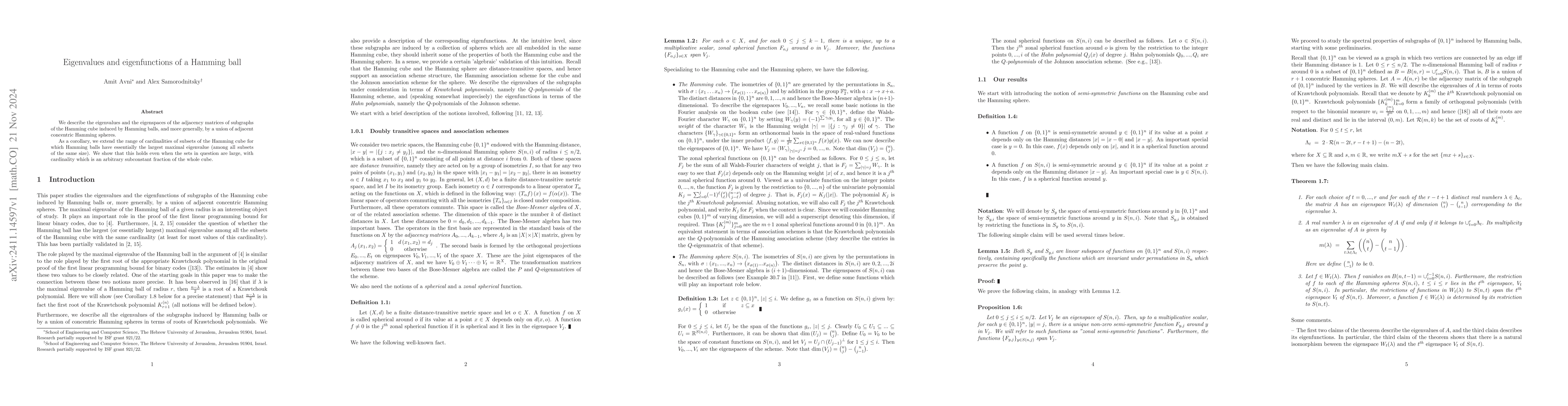 Thumbnail for Eigenvalues and eigenfunctions of a Hamming ball