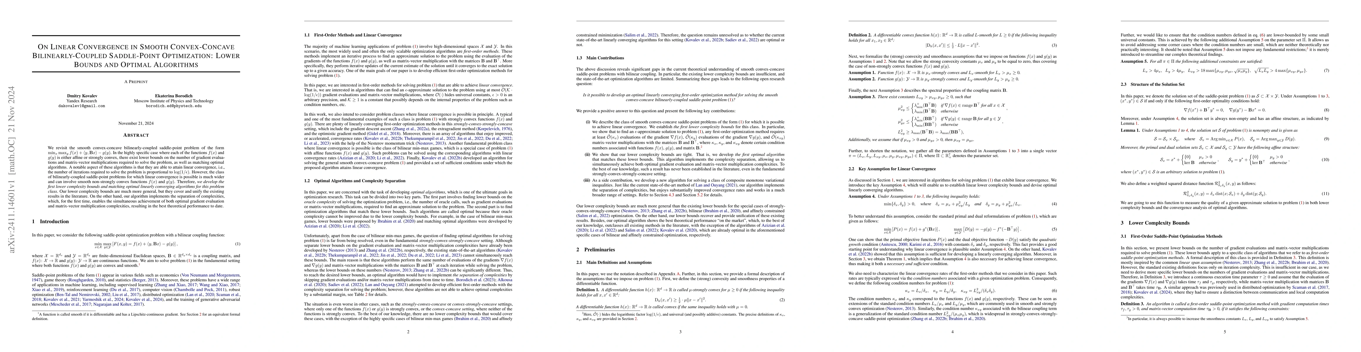 Thumbnail for On Linear Convergence in Smooth Convex-Concave Bilinearly-Coupled
  Saddle-Point Optimization: Lower Bounds and Optimal Algorithms
