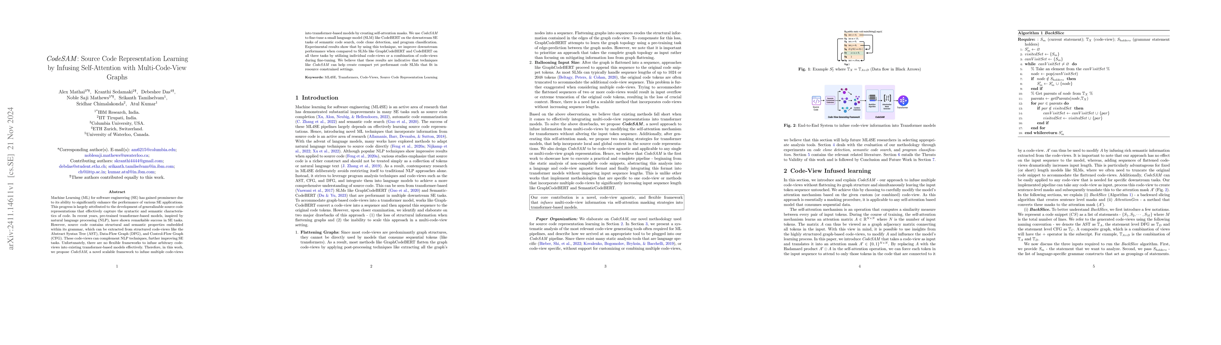 Thumbnail for CodeSAM: Source Code Representation Learning by Infusing Self-Attention
  with Multi-Code-View Graphs