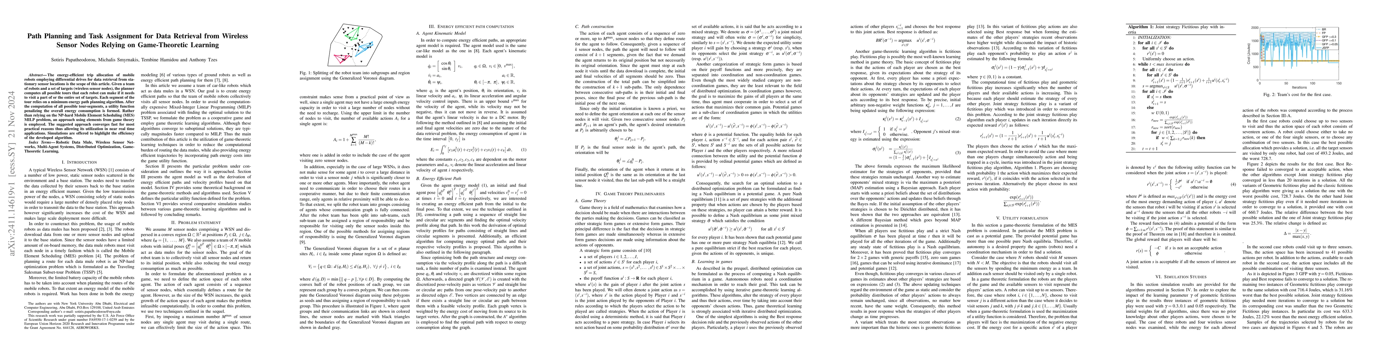 Thumbnail for Path Planning and Task Assignment for Data Retrieval from Wireless
  Sensor Nodes Relying on Game-Theoretic Learning