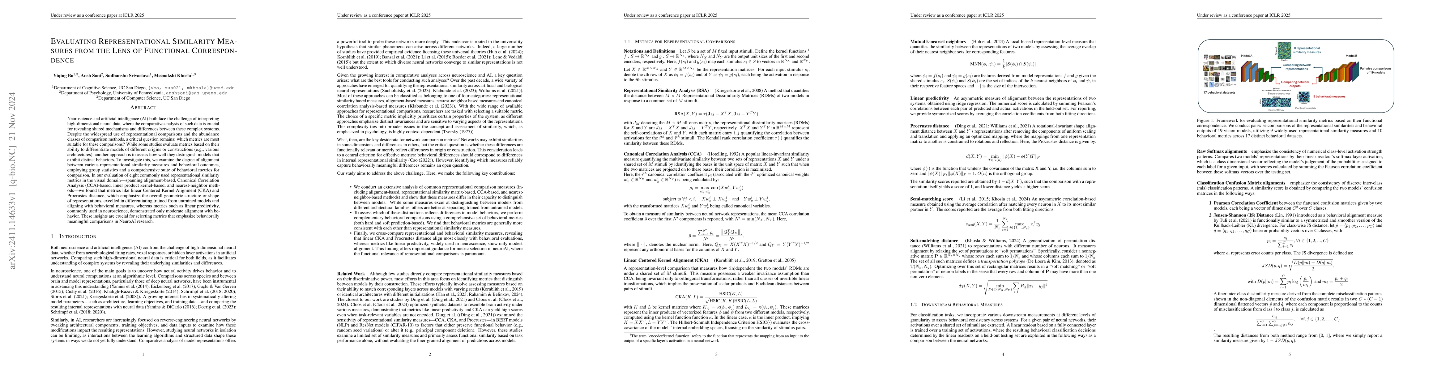 Thumbnail for Evaluating Representational Similarity Measures from the Lens of
  Functional Correspondence