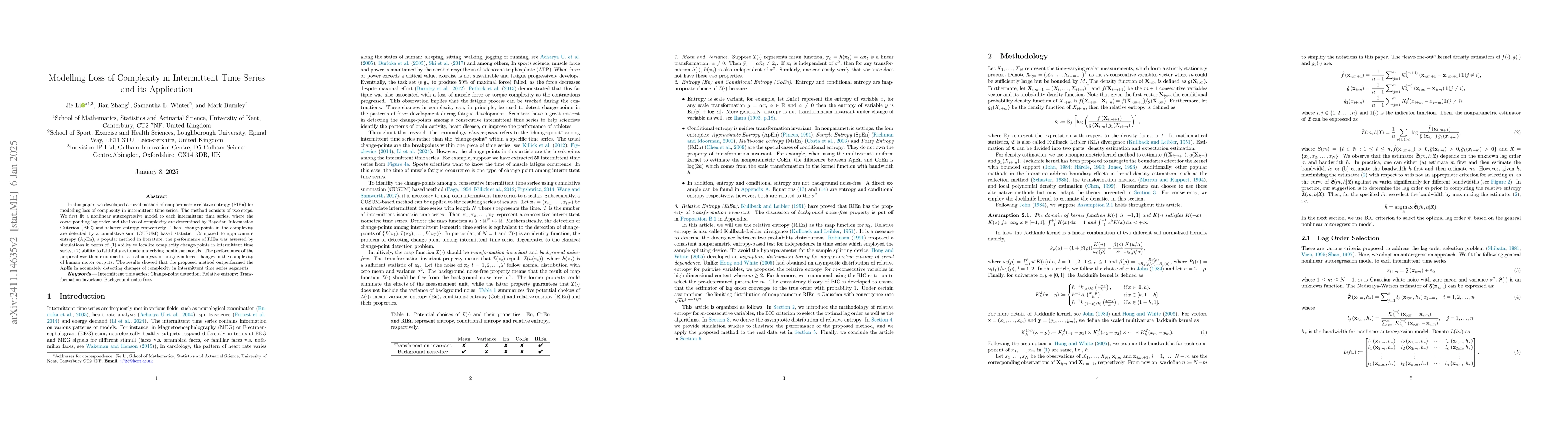Thumbnail for Modelling Loss of Complexity in Intermittent Time Series and its
  Application
