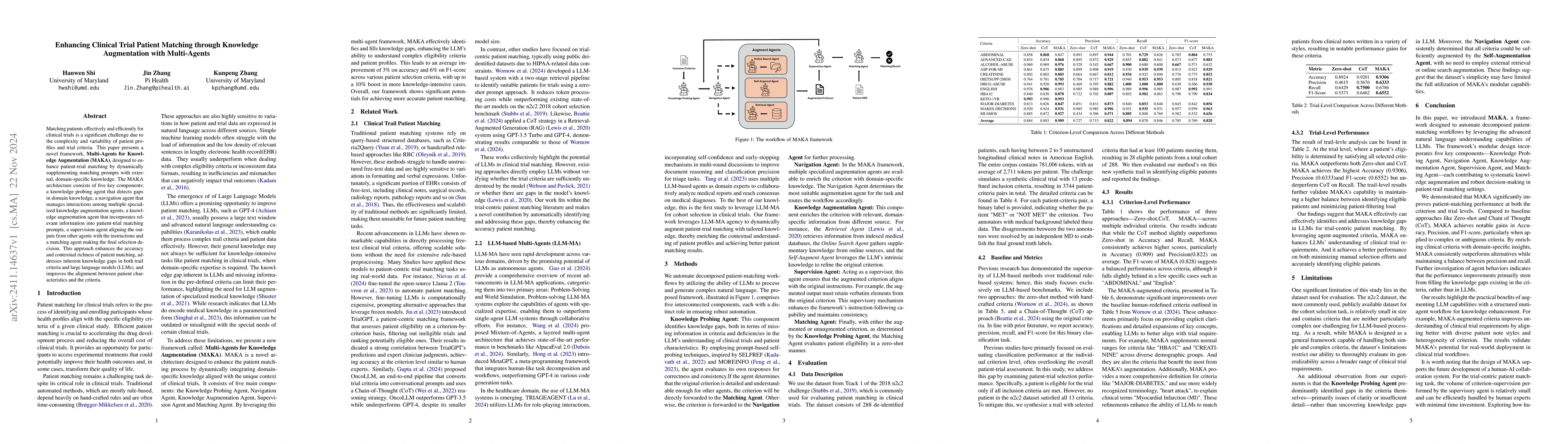 Thumbnail for Enhancing Clinical Trial Patient Matching through Knowledge Augmentation
  with Multi-Agents