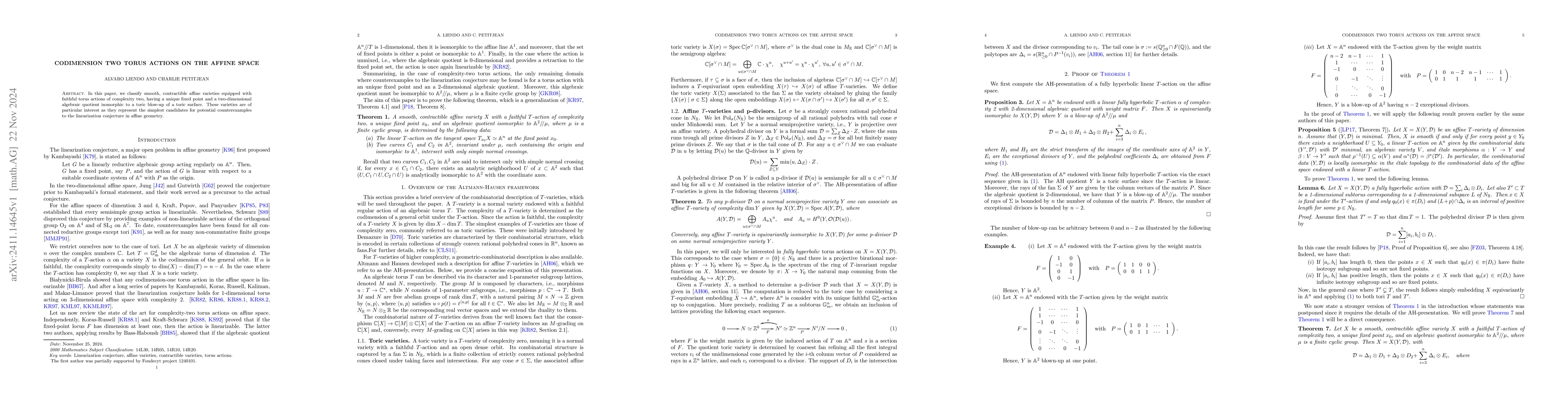 Thumbnail for Codimension two torus actions on the affine space