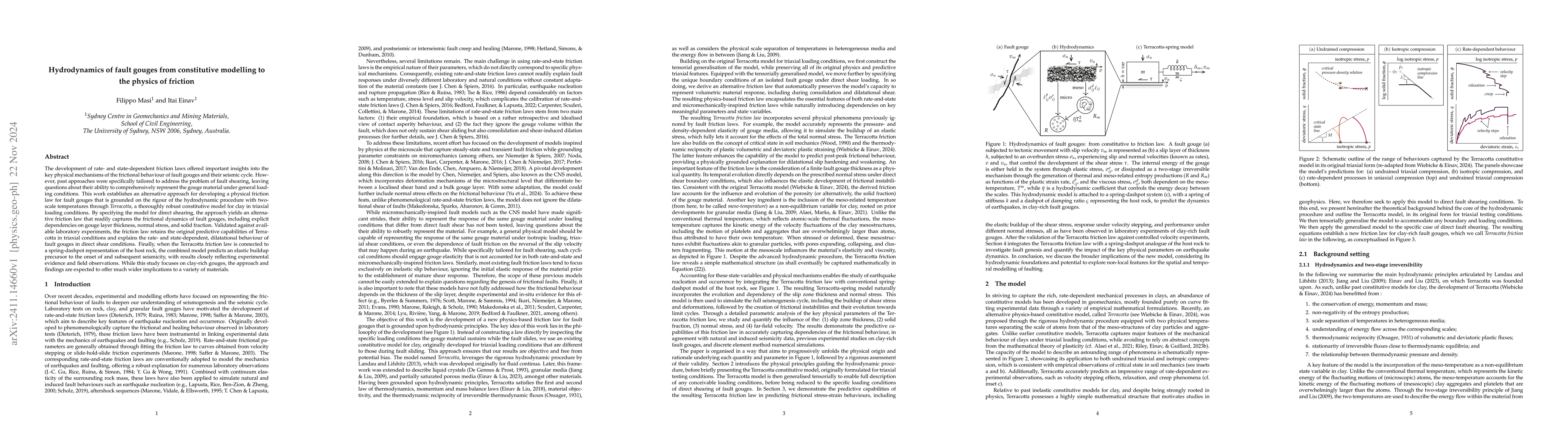 Thumbnail for Hydrodynamics of fault gouges from constitutive modelling to the physics
  of friction