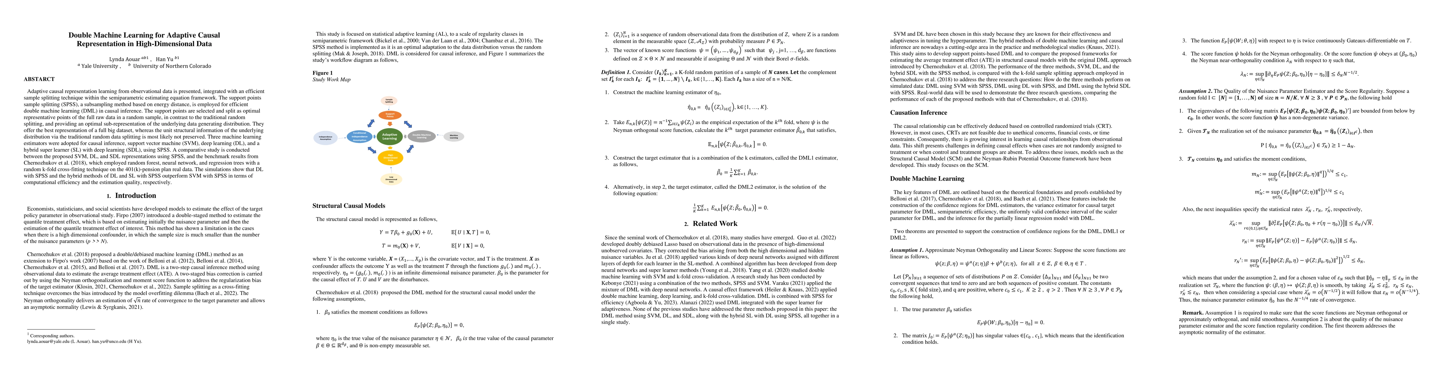 Thumbnail for Double Machine Learning for Adaptive Causal Representation in
  High-Dimensional Data