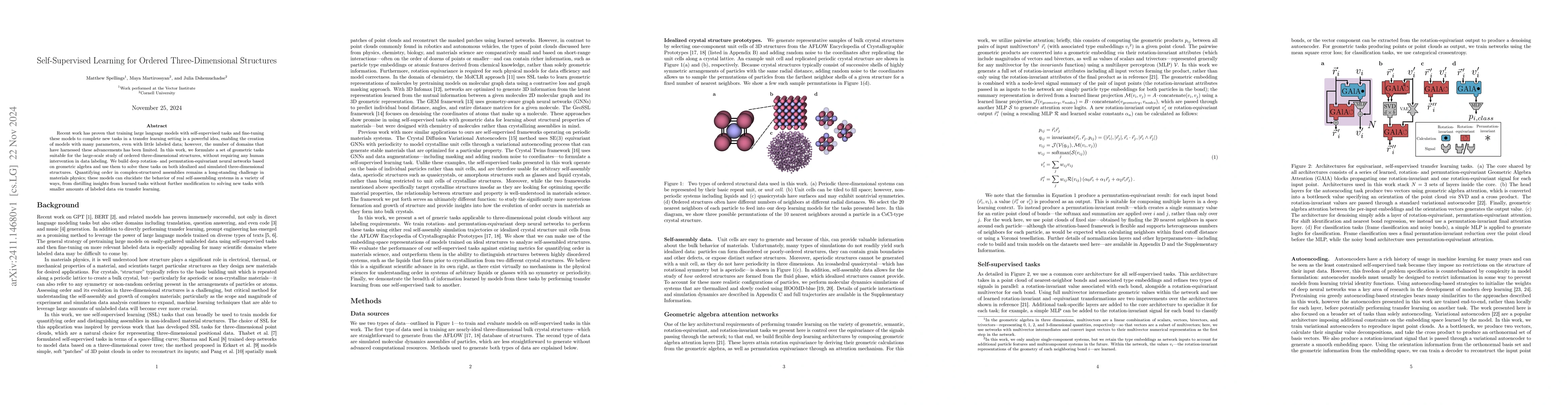 Thumbnail for Self-Supervised Learning for Ordered Three-Dimensional Structures