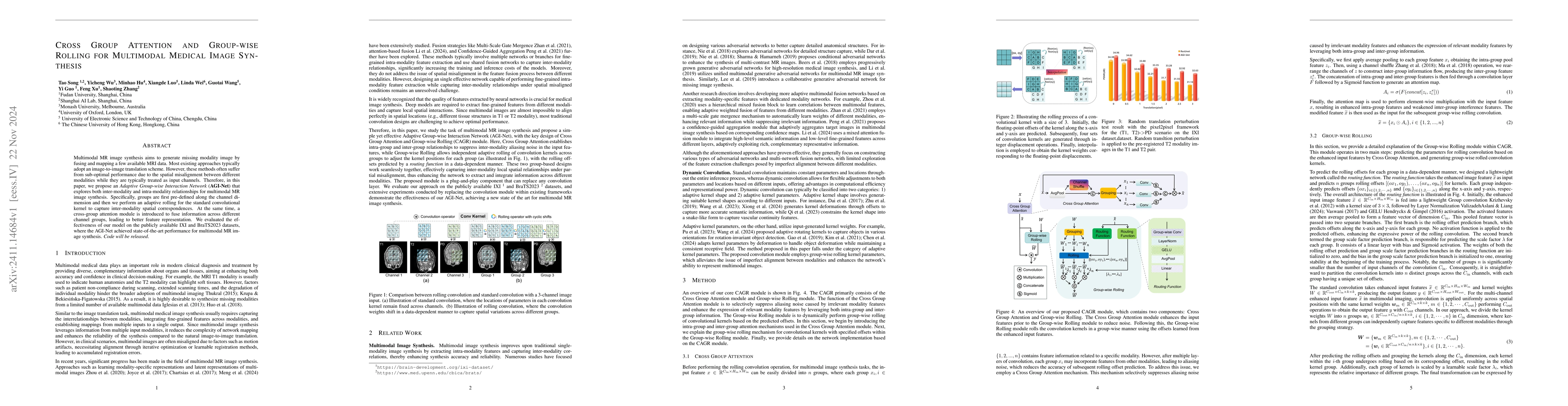 Thumbnail for Cross Group Attention and Group-wise Rolling for Multimodal Medical
  Image Synthesis