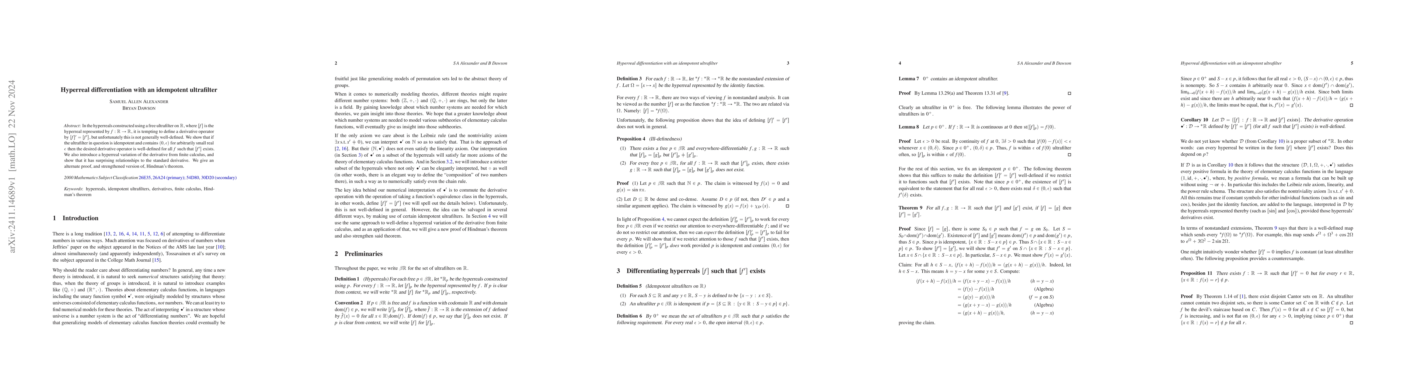 Thumbnail for Hyperreal differentiation with an idempotent ultrafilter