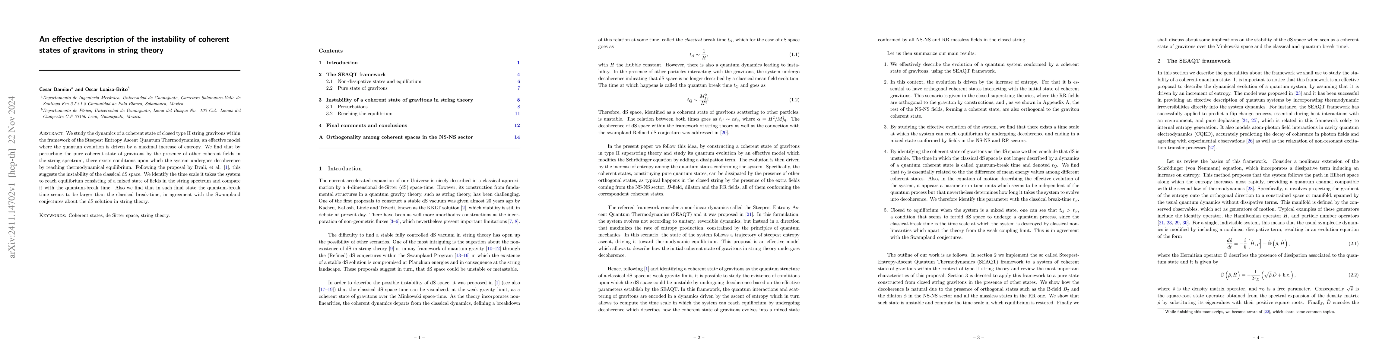 Thumbnail for An effective description of the instability of coherent states of
  gravitons in string theory