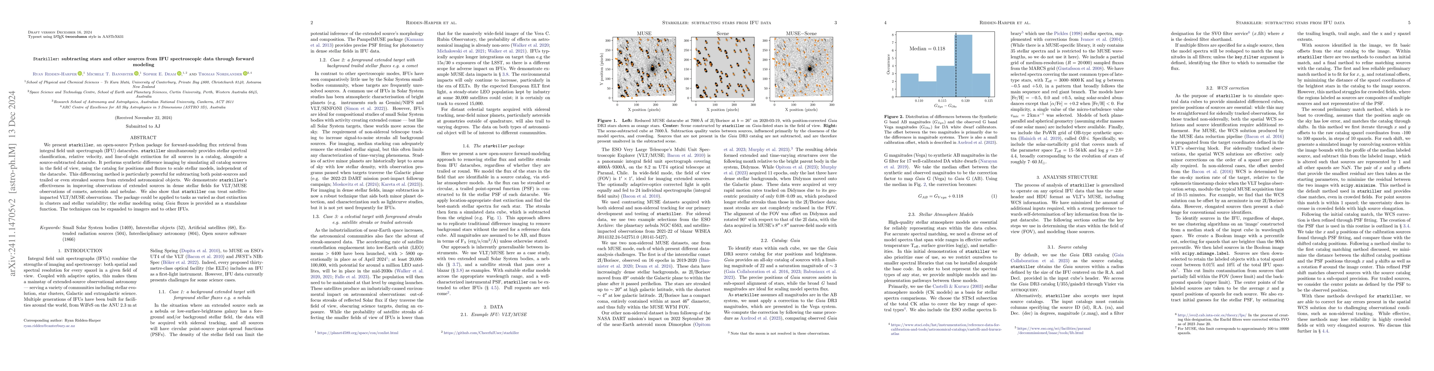 Thumbnail for Starkiller: subtracting stars and other sources from IFU spectroscopic
  data through forward modeling
