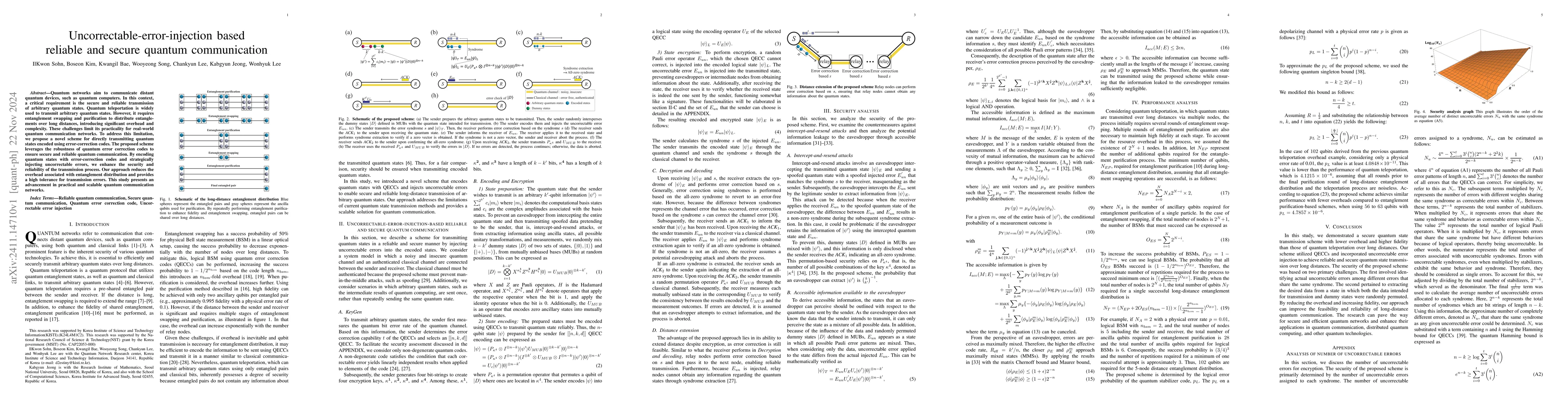 Thumbnail for Uncorrectable-error-injection based reliable and secure quantum
  communication