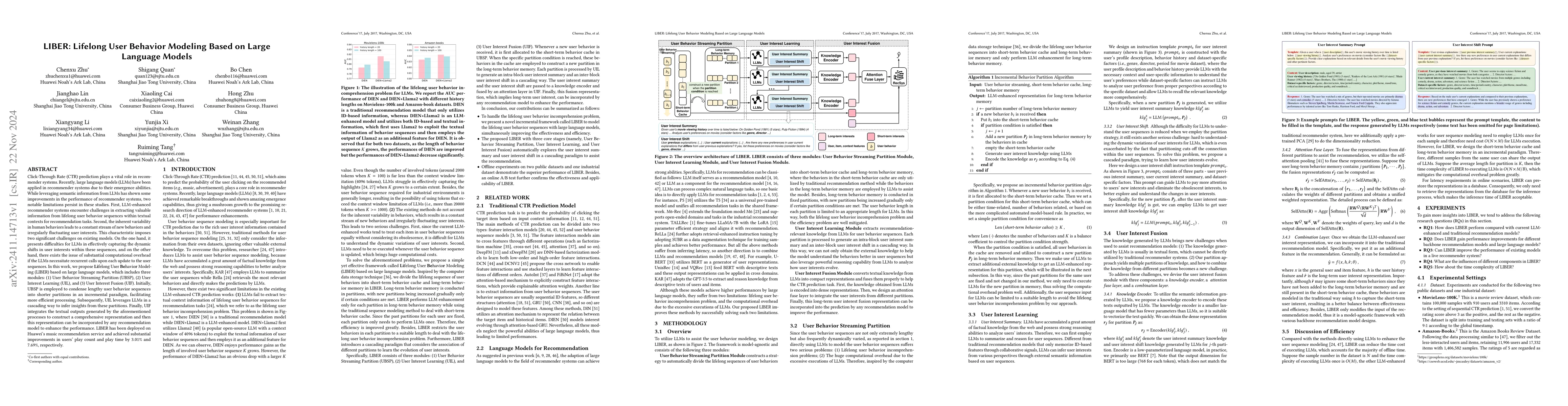 Thumbnail for LIBER: Lifelong User Behavior Modeling Based on Large Language Models
