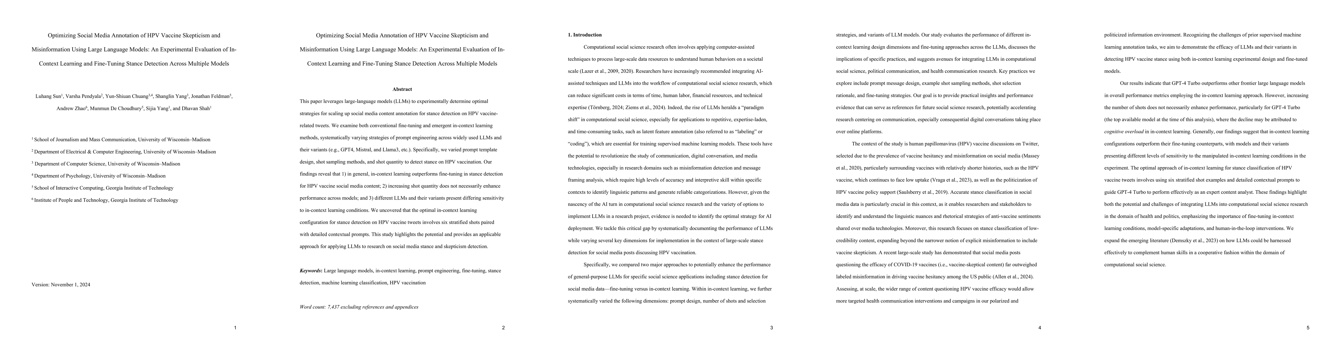 Thumbnail for Optimizing Social Media Annotation of HPV Vaccine Skepticism and
  Misinformation Using Large Language Models: An Experimental Evaluation of
  In-Context Learning and Fine-Tuning Stance Detection Across Multiple Models