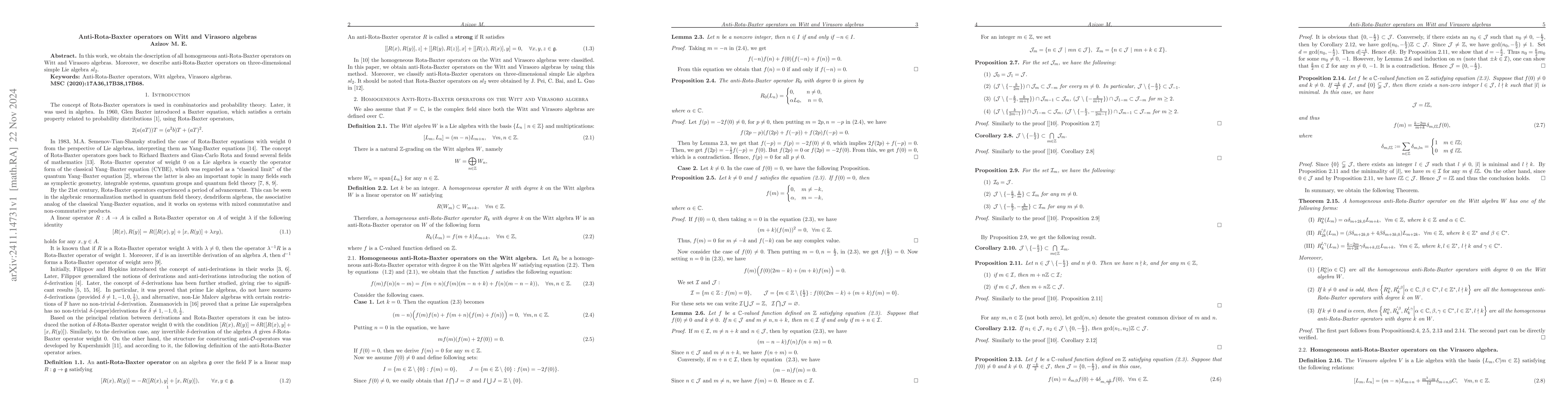 Thumbnail for Anti-Rota-Baxter operators on Witt and Virasoro algebras
