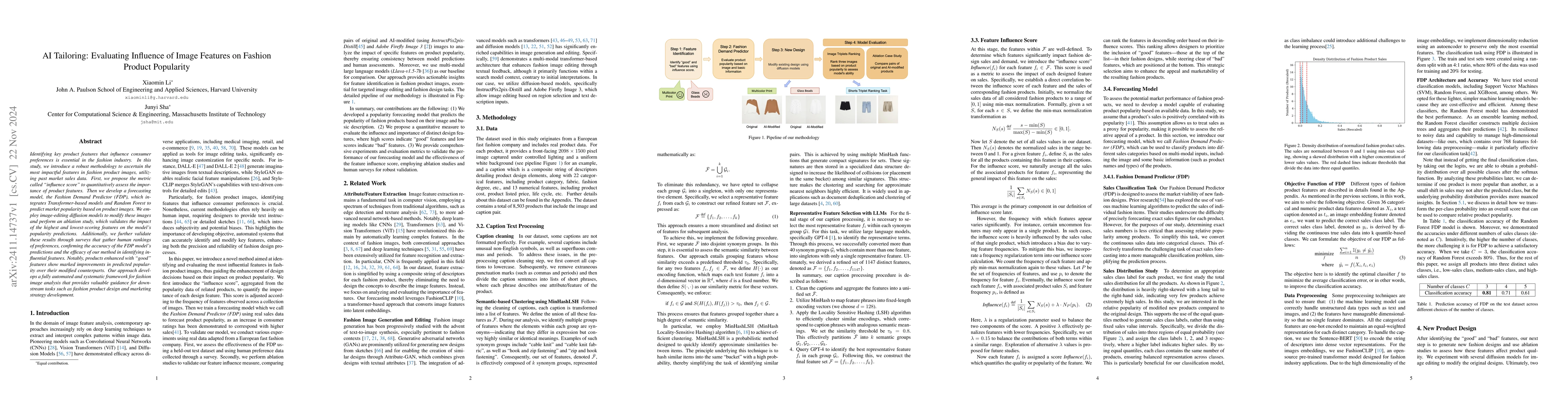 Thumbnail for AI Tailoring: Evaluating Influence of Image Features on Fashion Product
  Popularity