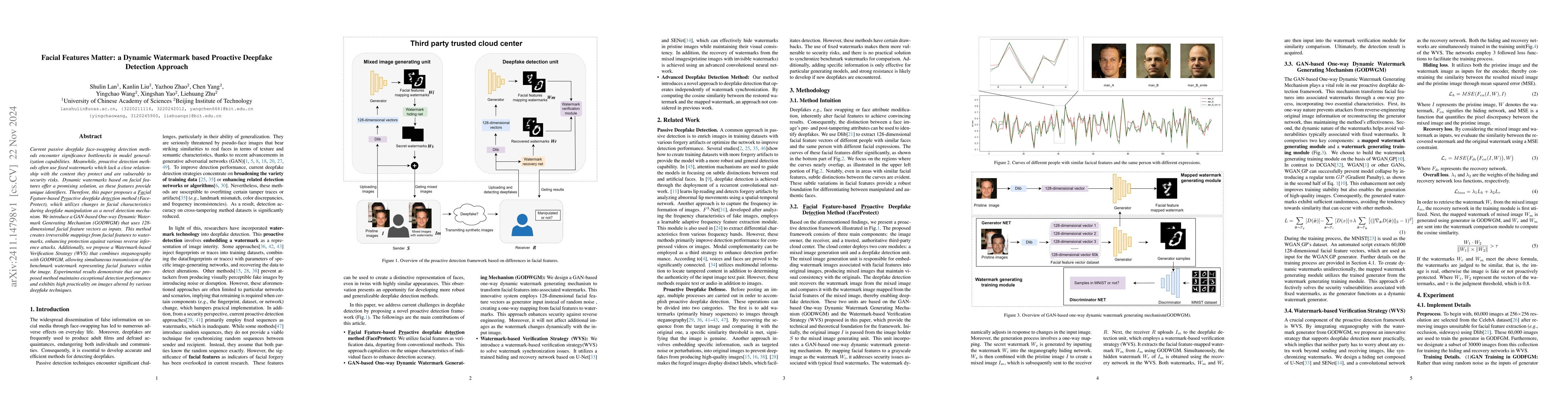 Thumbnail for Facial Features Matter: a Dynamic Watermark based Proactive Deepfake
  Detection Approach