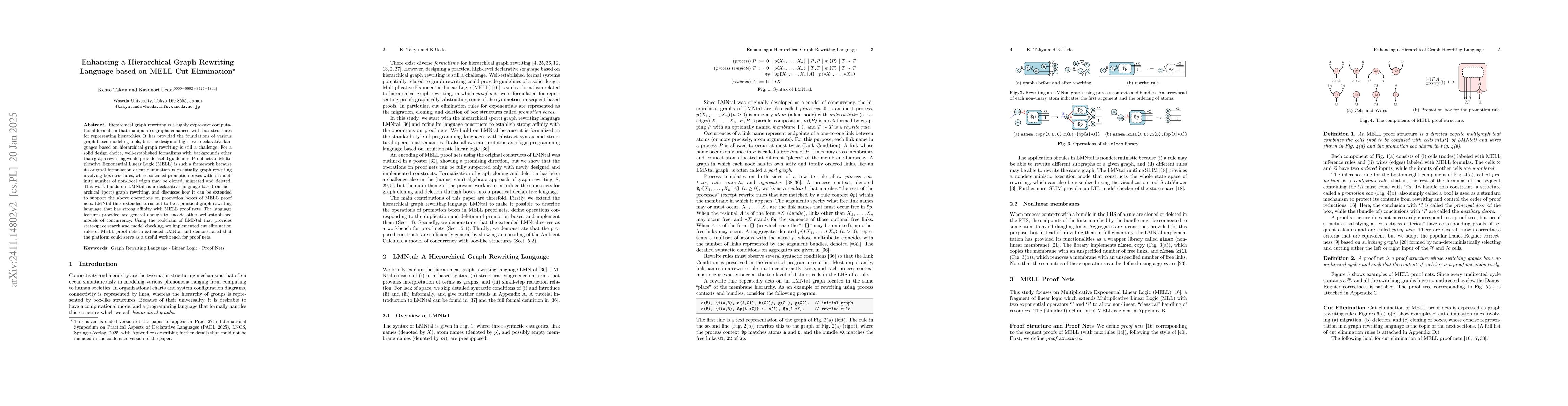 Thumbnail for Enhancing a Hierarchical Graph Rewriting Language based on MELL Cut
  Elimination