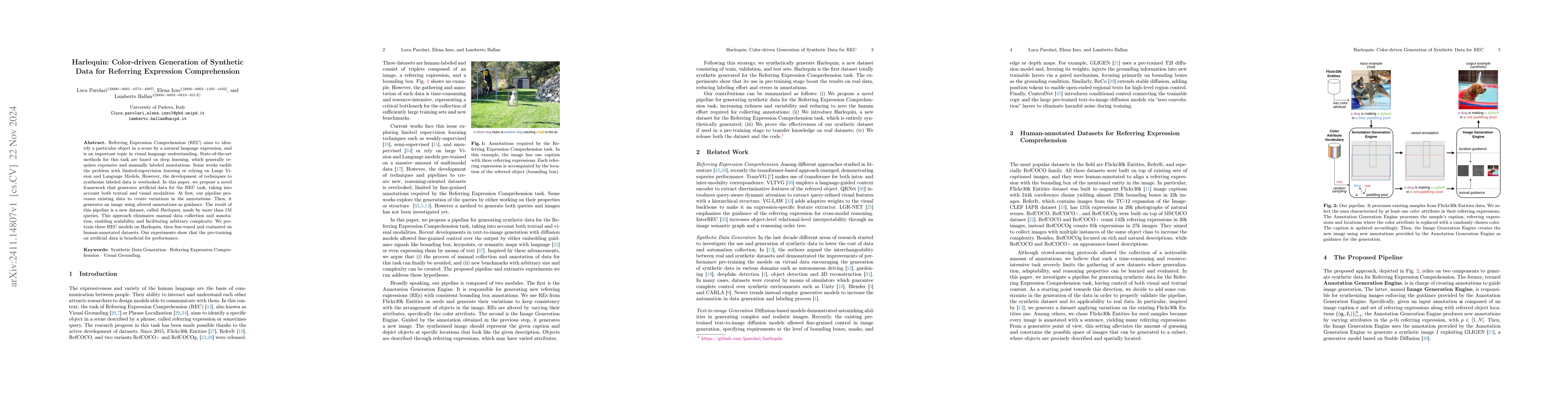 Thumbnail for Harlequin: Color-driven Generation of Synthetic Data for Referring
  Expression Comprehension