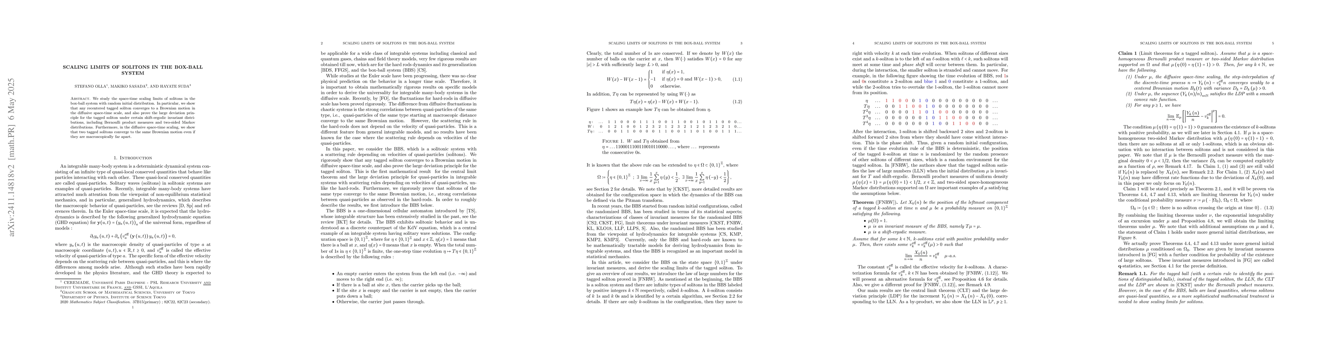 Thumbnail for Scaling limits of solitons in the box-ball system