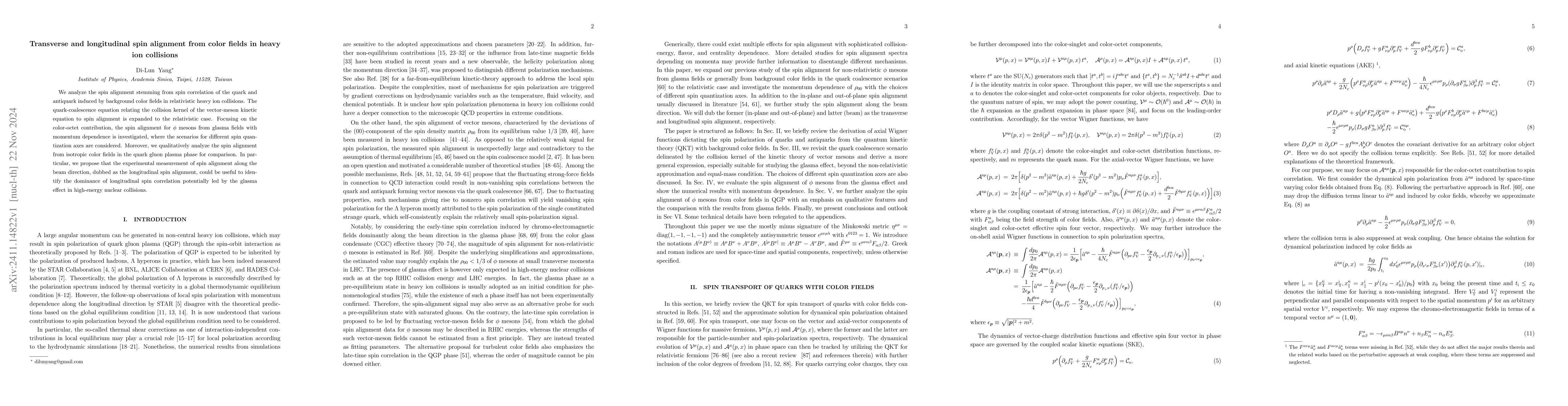 Thumbnail for Transverse and longitudinal spin alignment from color fields in heavy
  ion collisions