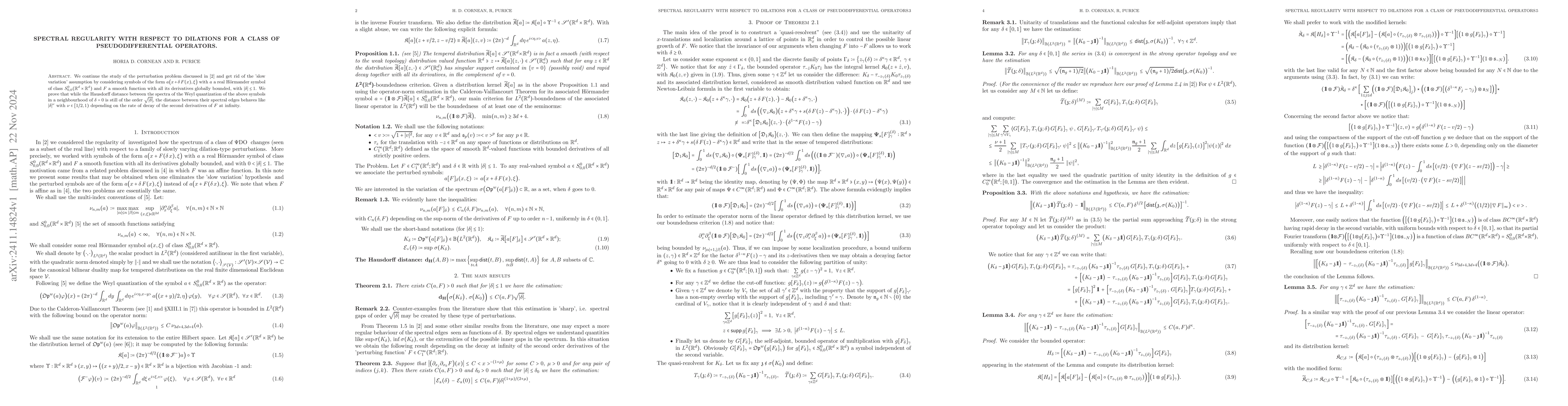 Thumbnail for Spectral regularity with respect to dilations for a class of
  pseudodifferential operators