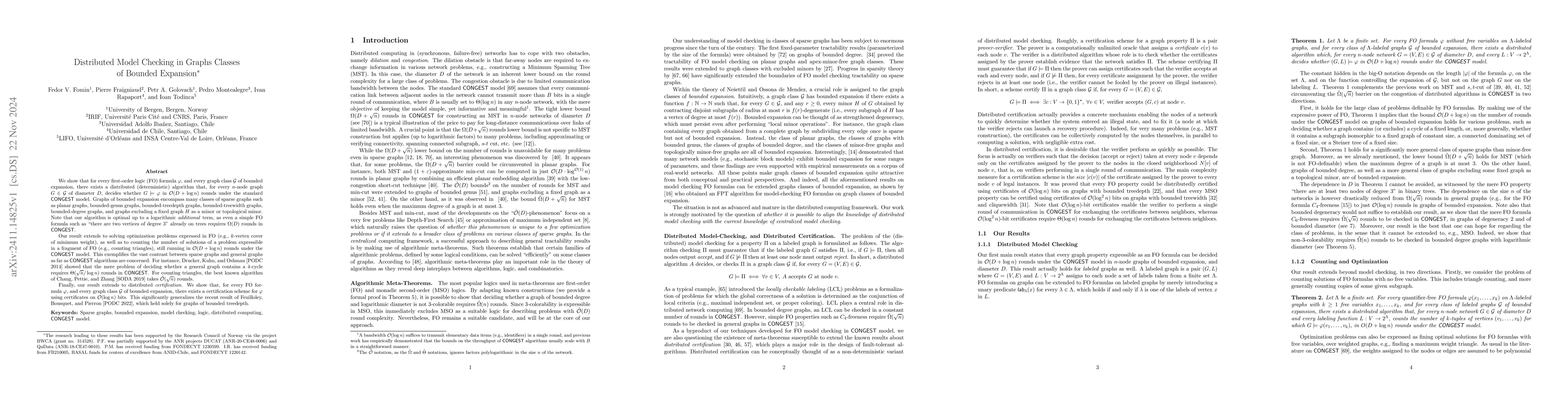 Thumbnail for Distributed Model Checking in Graphs Classes of Bounded Expansion