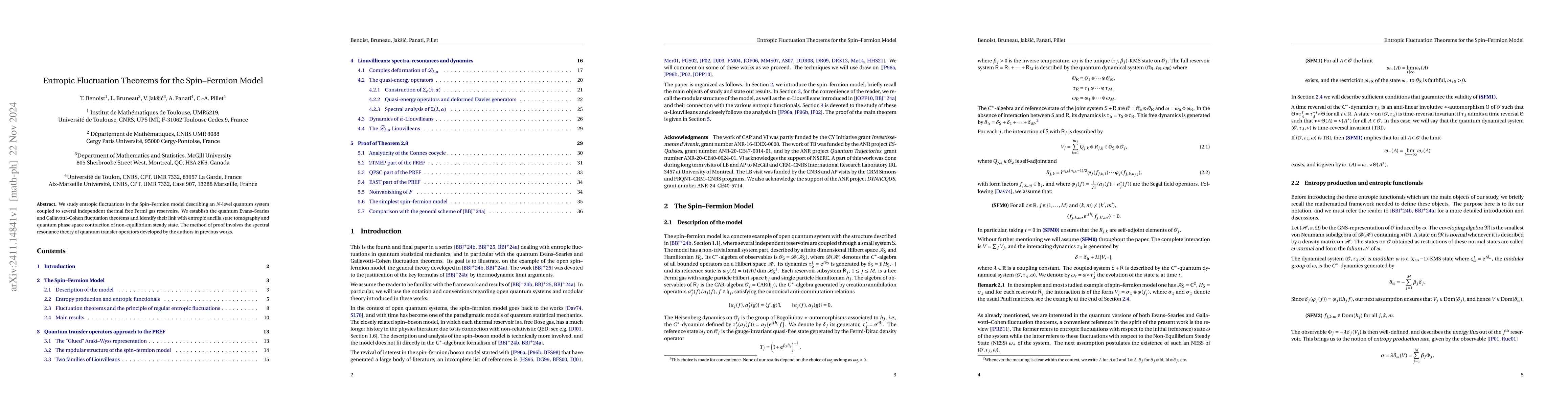 Thumbnail for Entropic Fluctuation Theorems for the Spin-Fermion Model