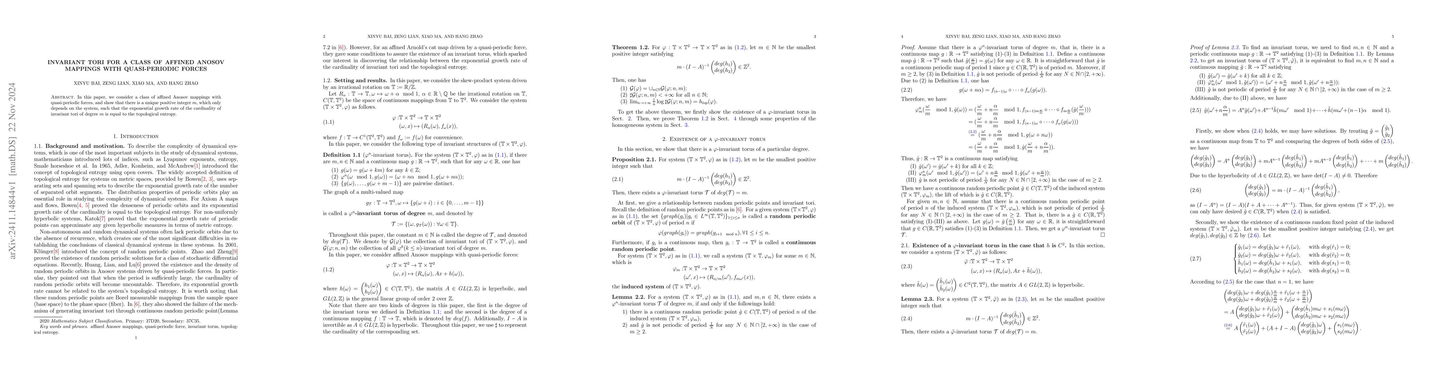 Thumbnail for Invariant tori for a class of affined Anosov mappings with
  quasi-periodic forces