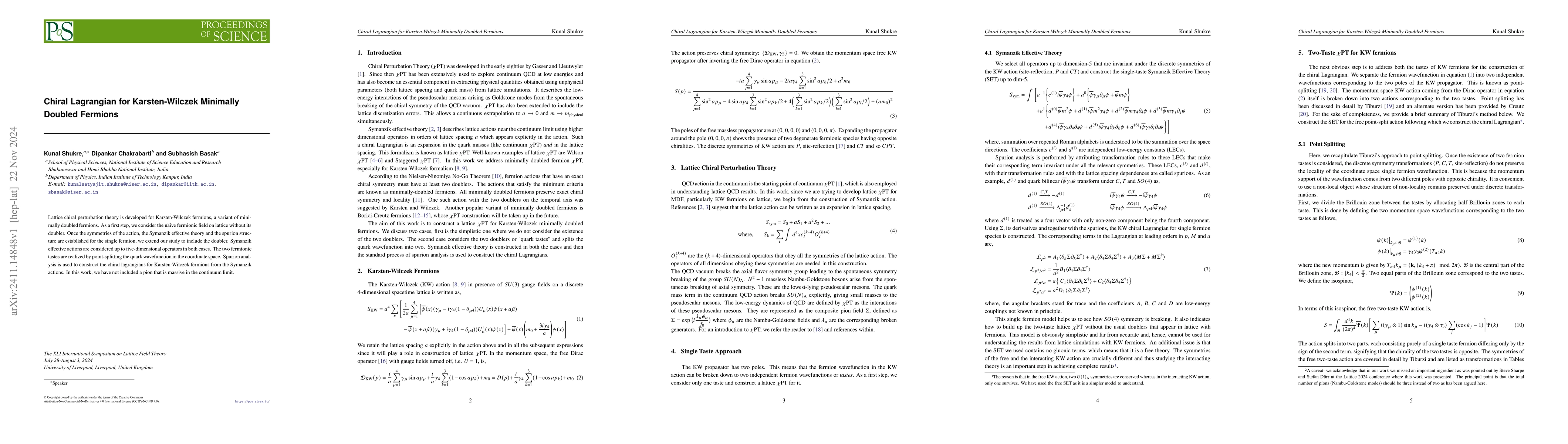 Thumbnail for Chiral Lagrangian for Karsten-Wilczek Minimally Doubled Fermions