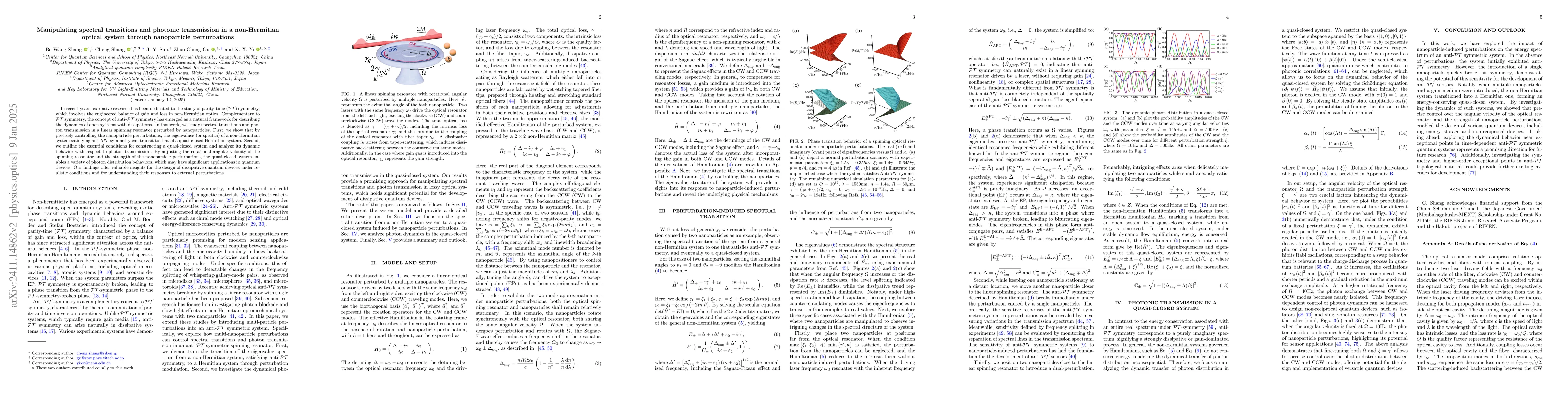 Thumbnail for Manipulating spectral transitions and photonic transmission in a
  non-Hermitian optical system through nanoparticle perturbations