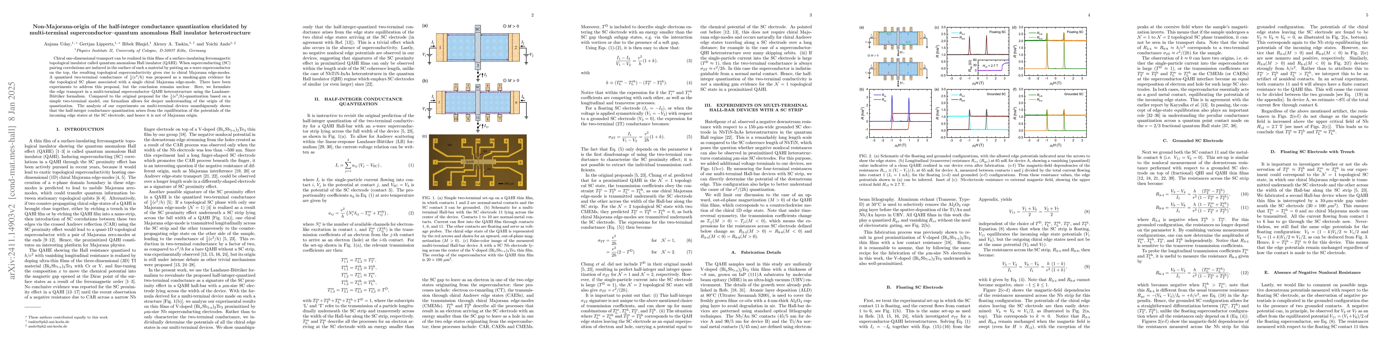 Thumbnail for Non-Majorana-origin of the half-integer conductance quantization
  elucidated by multi-terminal superconductor-quantum anomalous Hall insulator
  heterostructure