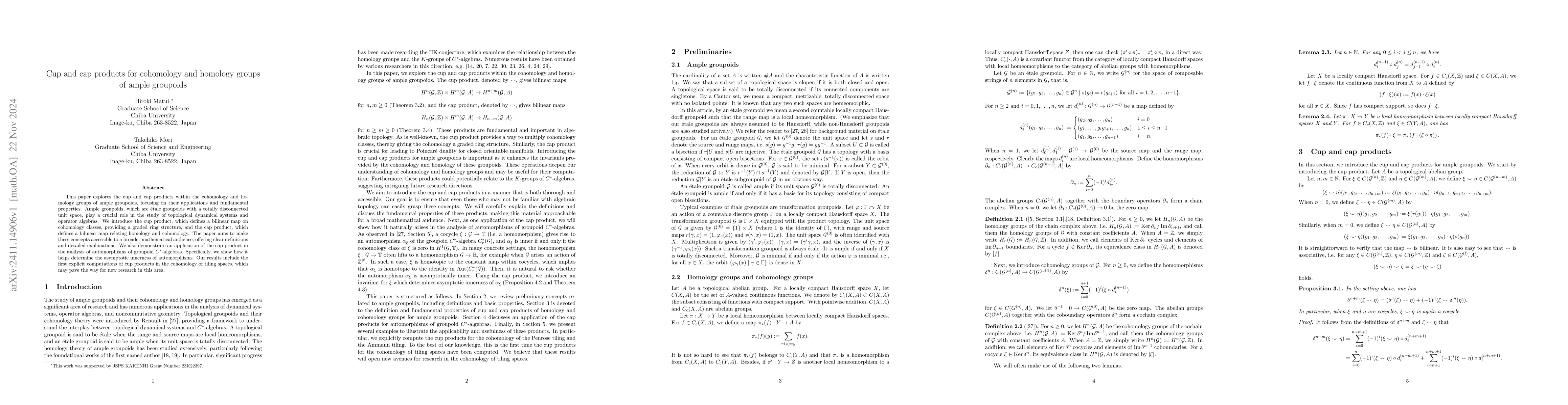 Thumbnail for Cup and cap products for cohomology and homology groups of ample
  groupoids