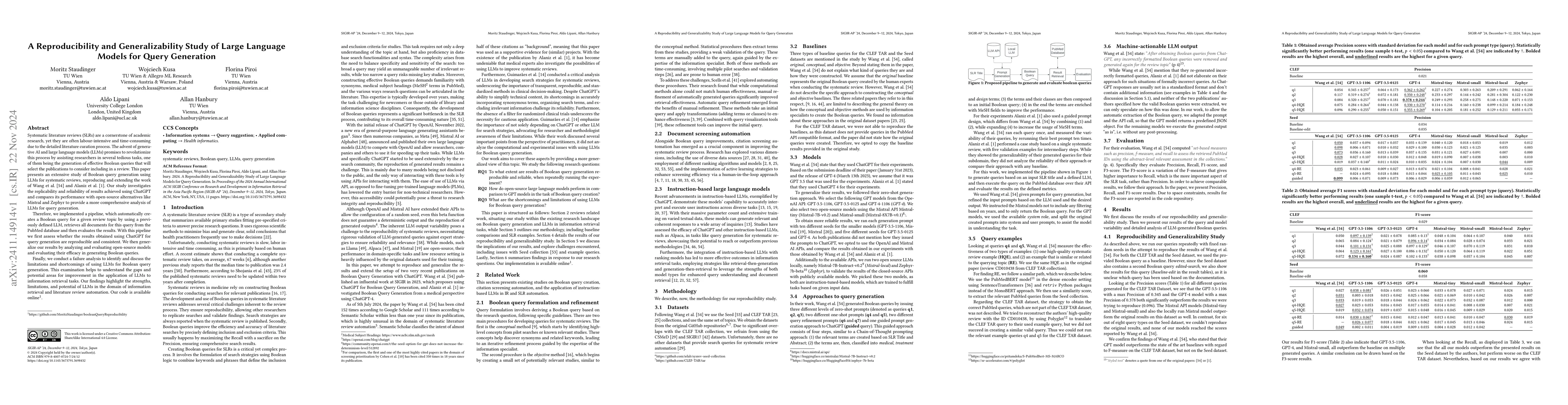 Thumbnail for A Reproducibility and Generalizability Study of Large Language Models
  for Query Generation