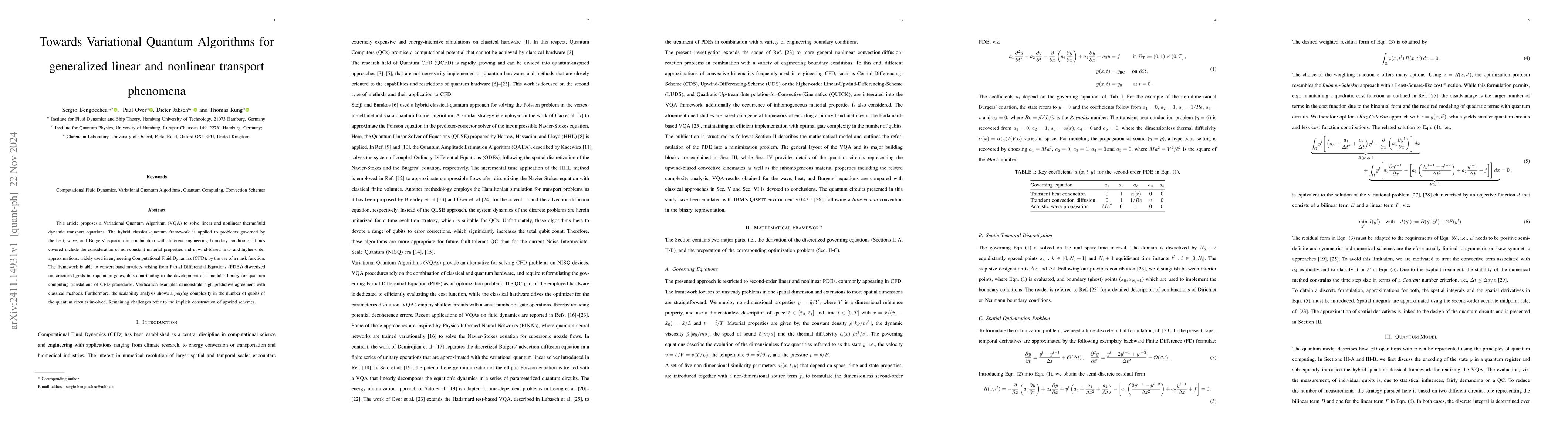 Thumbnail for Towards Variational Quantum Algorithms for generalized linear and
  nonlinear transport phenomena