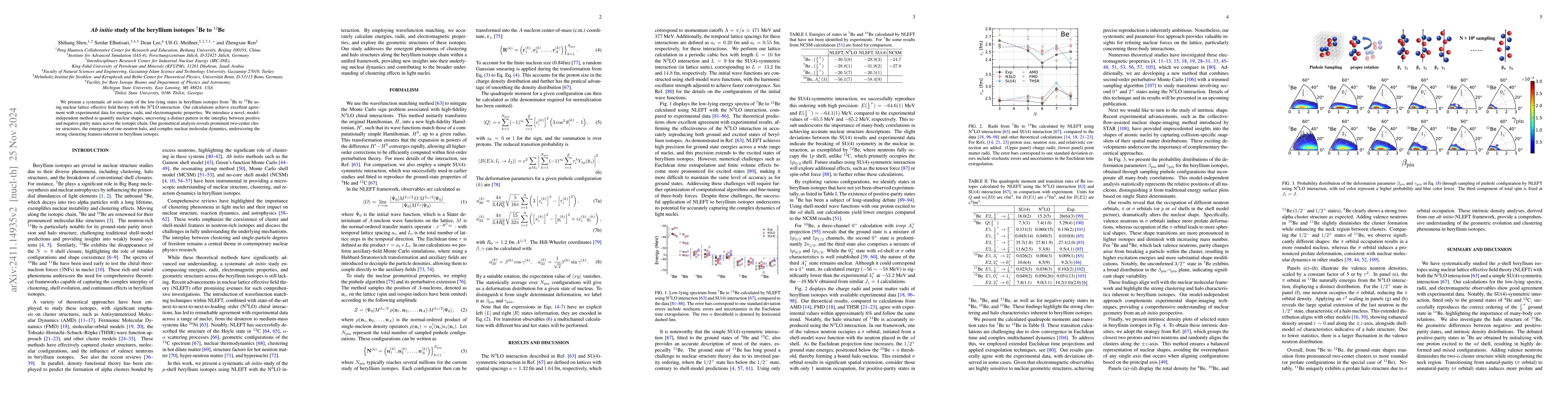 Thumbnail for Ab initio study of the beryllium isotopes $^{7}$Be to $^{12}$Be
