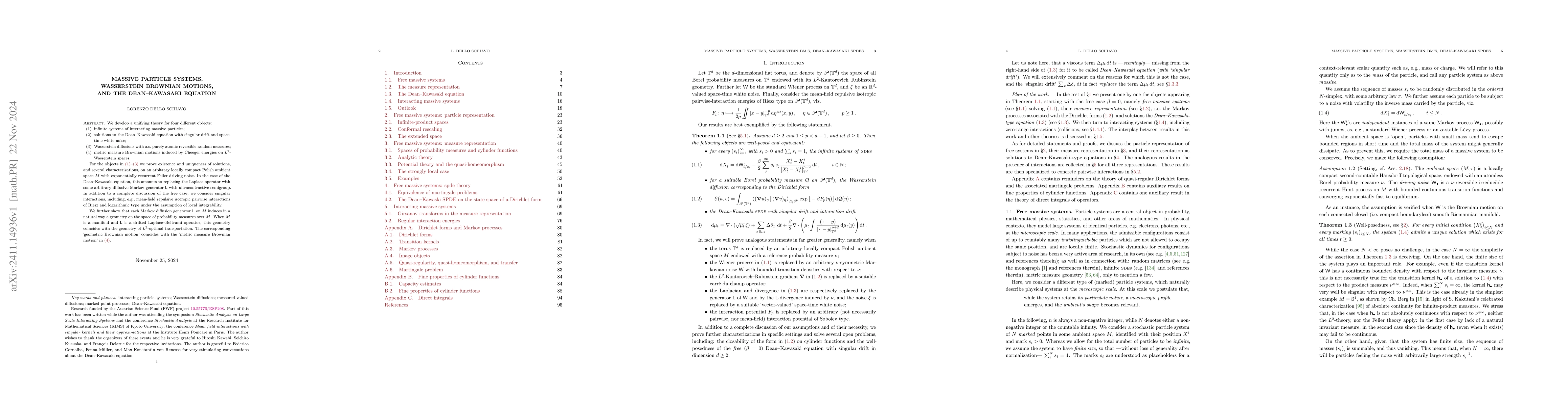 Thumbnail for Massive Particle Systems, Wasserstein Brownian Motions, and the
  Dean--Kawasaki Equation