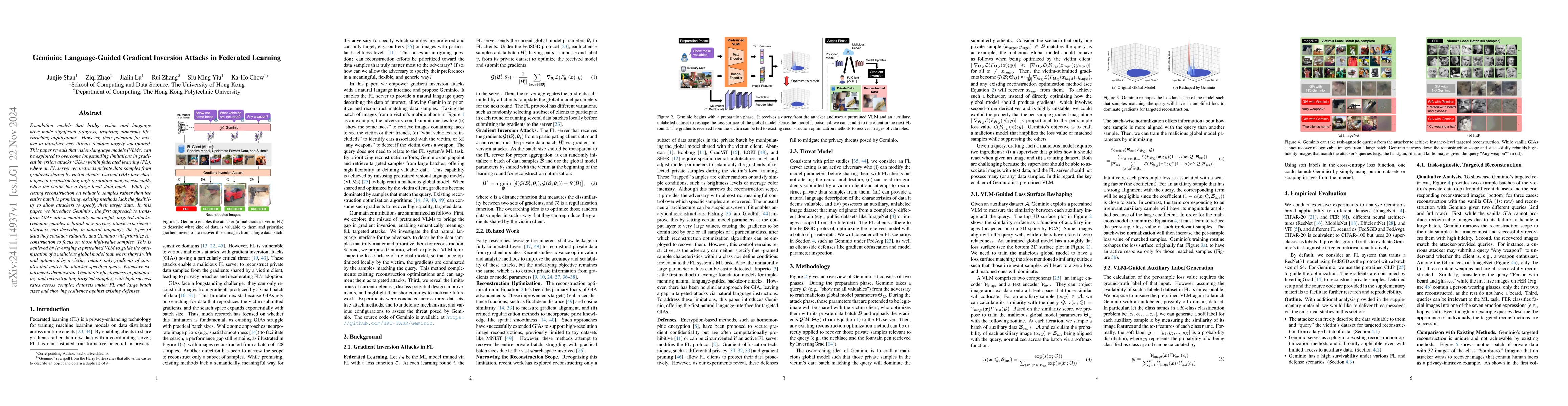 Thumbnail for Geminio: Language-Guided Gradient Inversion Attacks in Federated
  Learning