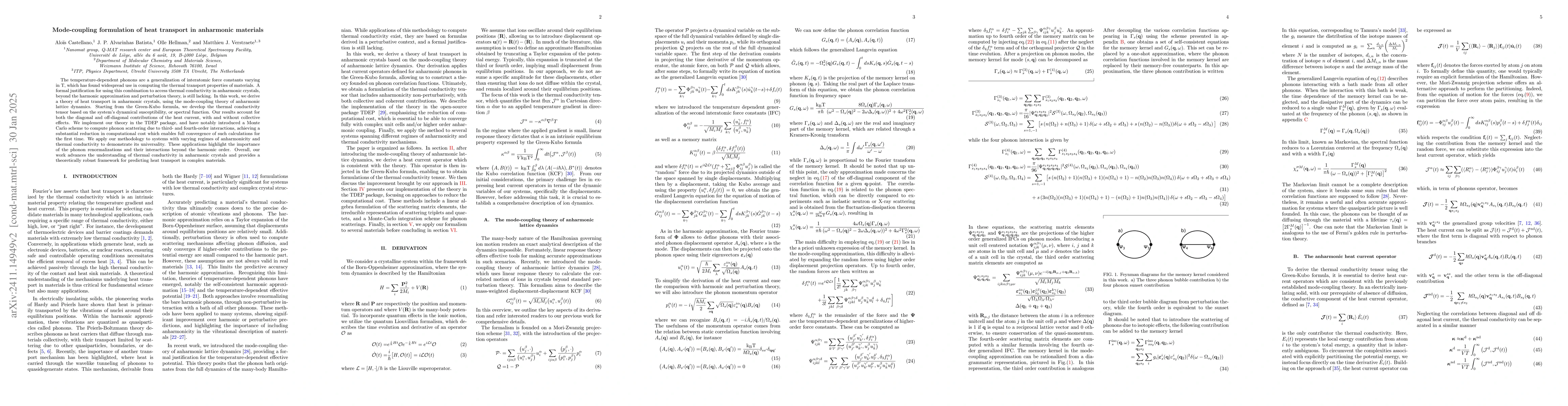 Thumbnail for Mode-coupling formulation of heat transport in anharmonic materials