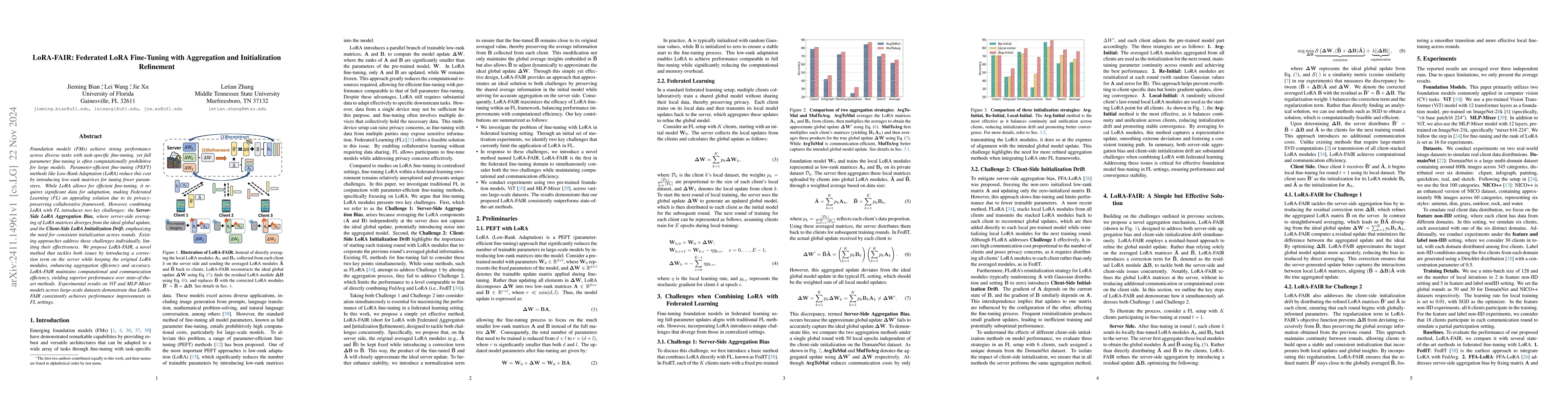 Thumbnail for LoRA-FAIR: Federated LoRA Fine-Tuning with Aggregation and
  Initialization Refinement