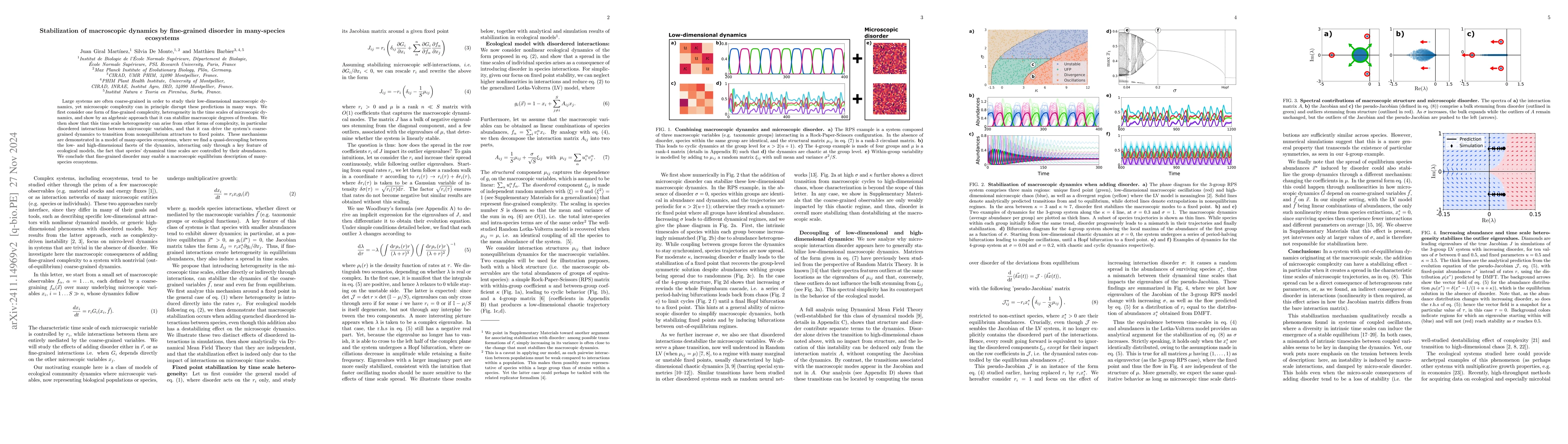 Thumbnail for Stabilization of macroscopic dynamics by fine-grained disorder in
  many-species ecosystems